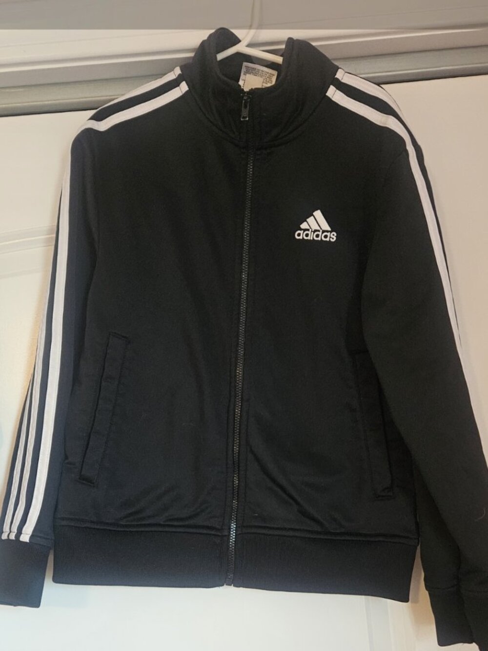 Adidas kids black and white zip up jacket